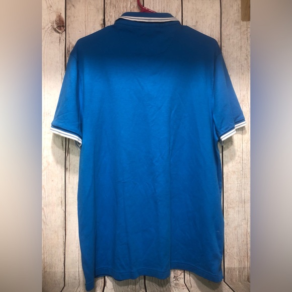 MICHAEL KORS Blue Liquid Cotton Greenwich Short Sleeve Polo Shirt SZ L - Picture 4 of 5